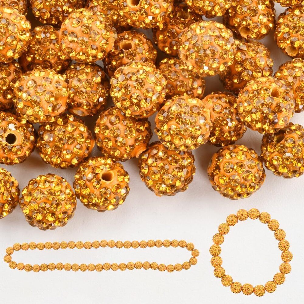 1815 200pcs 10mm Rhinestone Clay Beads for Crafting - Ice Collection